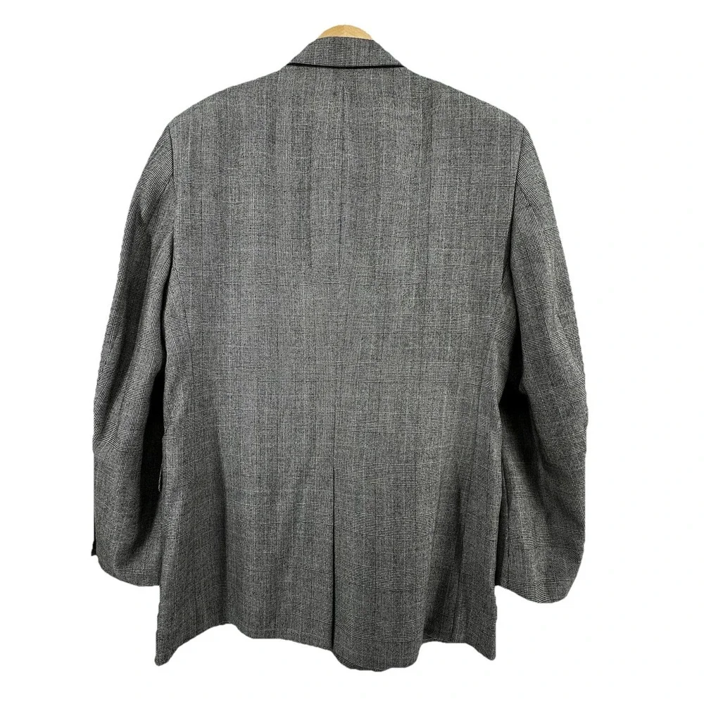 Jos A Bank Signature Collection Blazer 42R Gray Silk Camelhair Glen Check Jacket